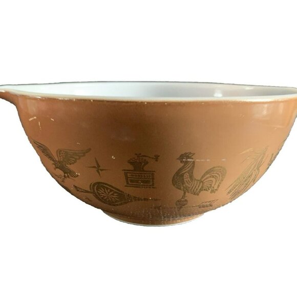 PYREX Early American Cinderella Nesting Bowl 442 1 1/2 Qt Gold on Brown - Picture 1 of 12